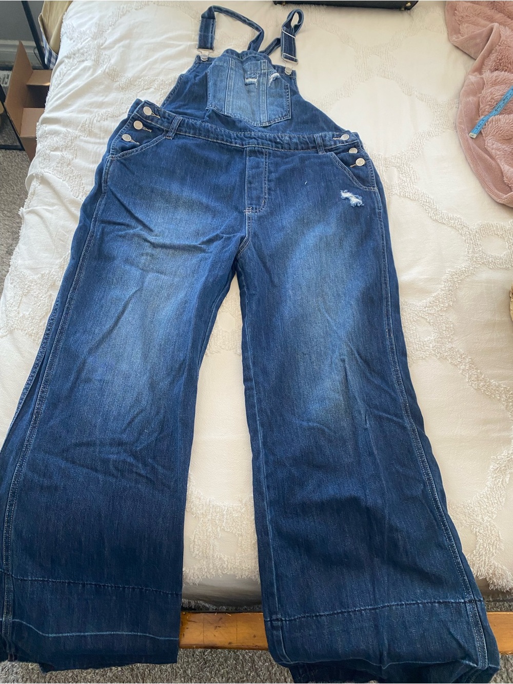 Zenana Outfitters Dark Blue Denim Overalls - Wide Leg